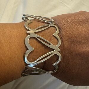 Unique Sterling Silver Heart Cuff Bracelet